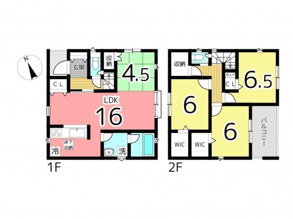 姫路市御立西、新築一戸建ての間取り画像です