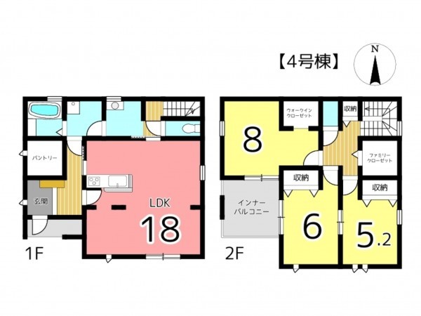 揖保郡太子町東南、新築一戸建ての間取り画像です