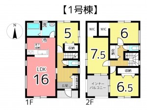 姫路市広畑区小松町、新築一戸建ての間取り画像です