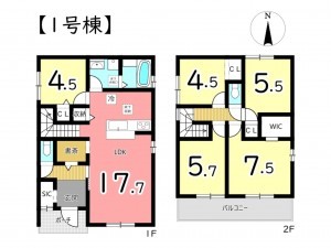 姫路市網干区垣内西町、新築一戸建ての間取り画像です