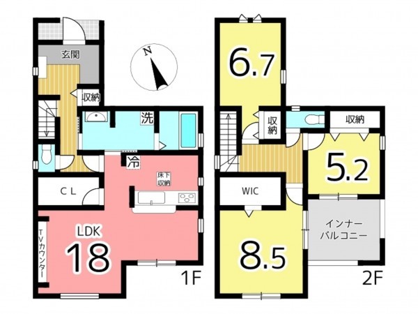 姫路市広畑区則直、新築一戸建ての間取り画像です
