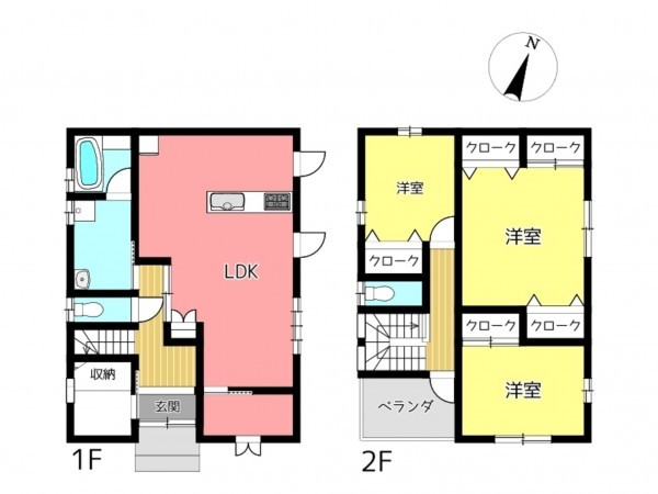 揖保郡太子町鵤、中古一戸建ての間取り画像です