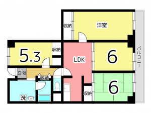 姫路市千代田町、マンションの間取り画像です