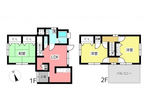 姫路市広畑区小坂、中古一戸建ての間取り画像です