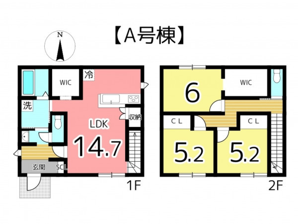 姫路市大津区天満、新築一戸建ての間取り画像です