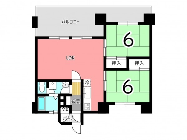姫路市広畑区正門通、マンションの間取り画像です