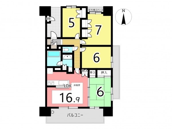 姫路市増位新町、マンションの間取り画像です