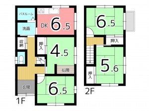 姫路市下手野、中古一戸建ての間取り画像です