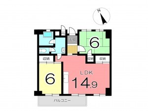 姫路市飾磨区恵美酒、収益/事業用物件/マンションの間取り画像です