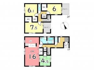 姫路市広畑区則直、新築一戸建ての間取り画像です