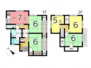 相生市旭、中古一戸建ての間取り画像です