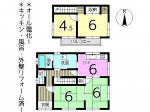相生市青葉台、中古一戸建ての間取り画像です