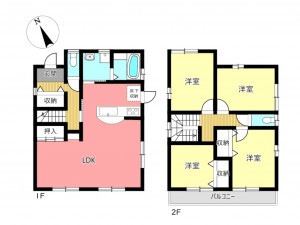 姫路市別所町、中古一戸建ての間取り画像です