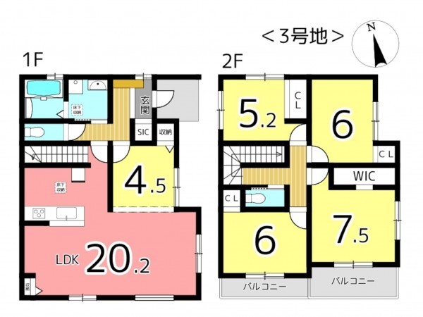 揖保郡太子町鵤、新築一戸建ての間取り画像です