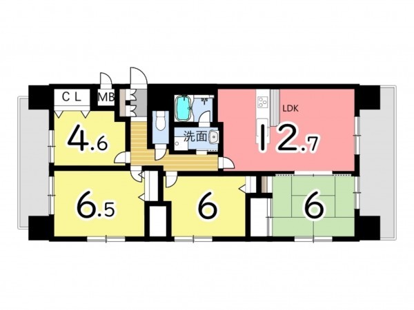姫路市飾磨区野田町、マンションの間取り画像です