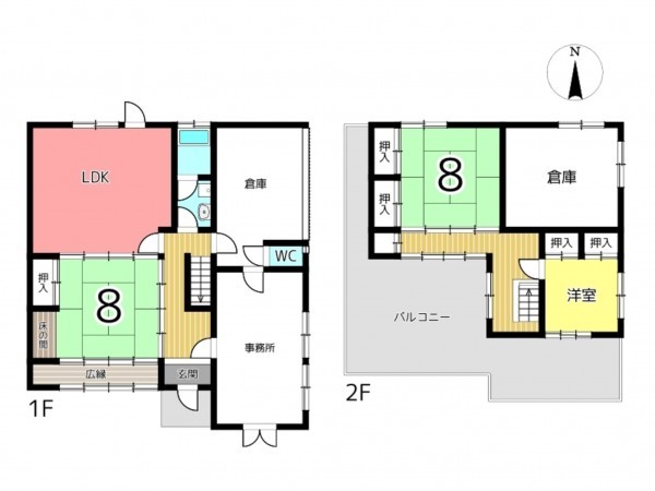 姫路市町坪、中古一戸建ての間取り画像です