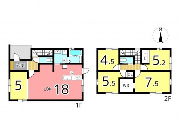 姫路市広畑区清水町、新築一戸建ての間取り画像です