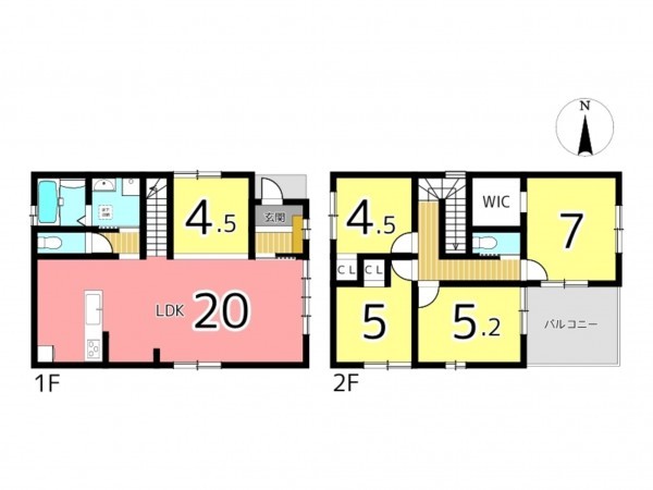 姫路市広畑区清水町、新築一戸建ての間取り画像です