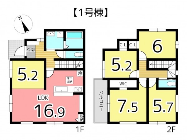 姫路市玉手、新築一戸建ての間取り画像です