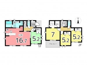姫路市広畑区才、新築一戸建ての間取り画像です