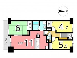 姫路市青山、マンションの間取り画像です