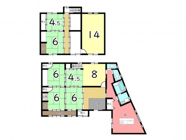 姫路市網干区垣内本町、中古一戸建ての間取り画像です