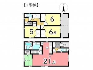 姫路市広畑区蒲田、新築一戸建ての間取り画像です