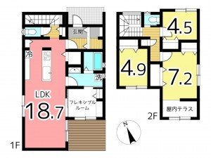 姫路市飾磨区今在家、新築一戸建ての間取り画像です