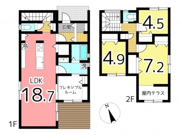 姫路市飾磨区今在家、新築一戸建ての間取り画像です