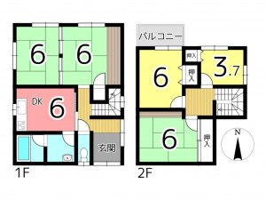 揖保郡太子町太田、収益/事業用物件/住宅の間取り画像です