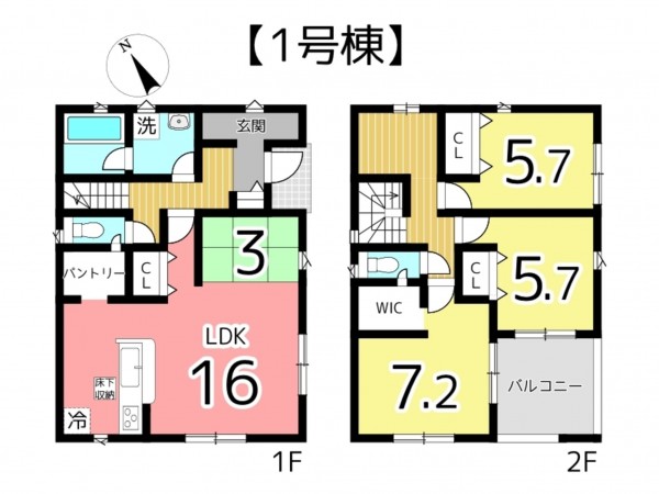 姫路市四郷町、新築一戸建ての間取り画像です