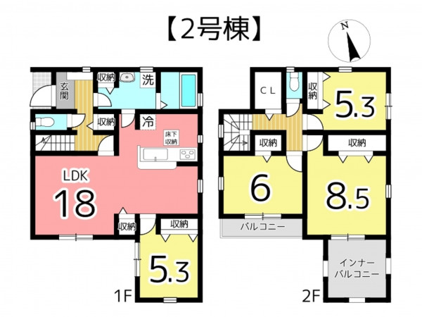 姫路市東山、新築一戸建ての間取り画像です