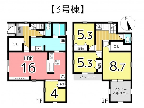 姫路市東山、新築一戸建ての間取り画像です