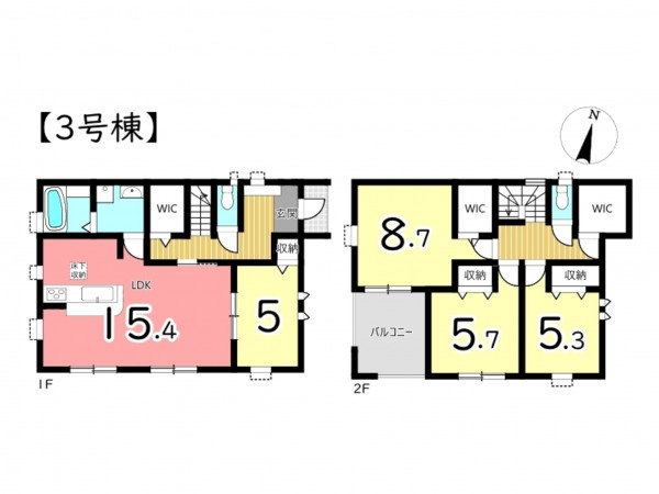 たつの市龍野町中村、新築一戸建ての間取り画像です