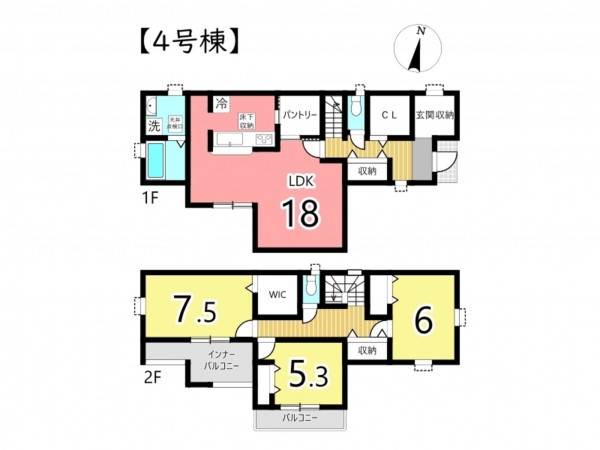 たつの市龍野町中村、新築一戸建ての間取り画像です