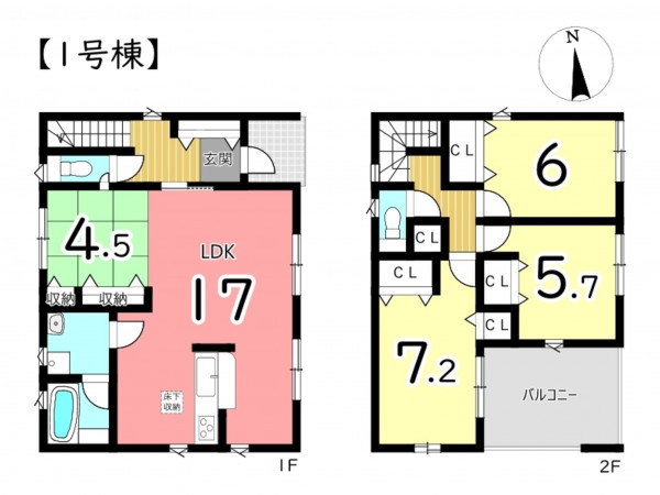 姫路市庄田、新築一戸建ての間取り画像です