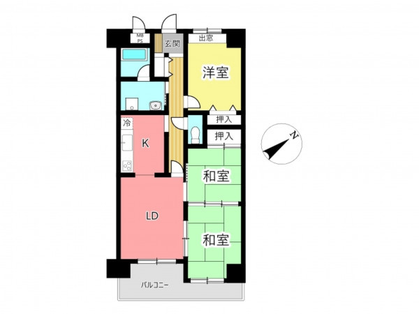 姫路市西今宿、マンションの間取り画像です
