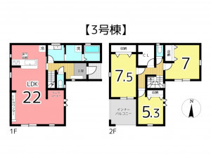 姫路市勝原区宮田、新築一戸建ての間取り画像です