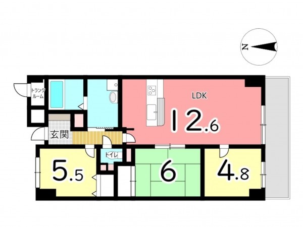 姫路市飾磨区構、マンションの間取り画像です
