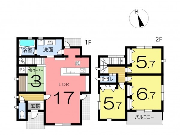 姫路市野里、中古一戸建ての間取り画像です