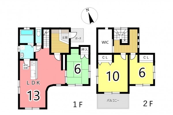 姫路市北原、中古一戸建ての間取り画像です