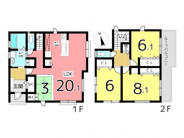 姫路市奥山、中古一戸建ての間取り画像です