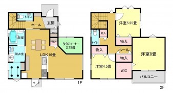 米子市米原、新築一戸建ての間取り画像です