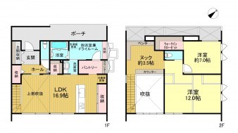 米子市大谷町、中古一戸建ての間取り画像です