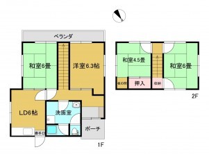 米子市永江、中古一戸建ての間取り画像です