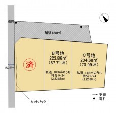 米子市両三柳、土地の間取り画像です