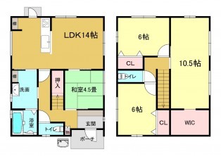 米子市旗ケ崎、新築一戸建ての間取り画像です