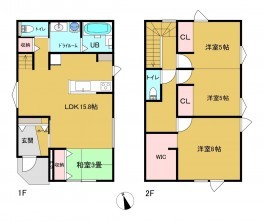 米子市新開、新築一戸建ての間取り画像です