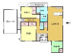 境港市清水町、中古一戸建ての間取り画像です