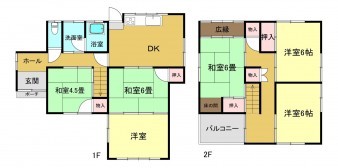 米子市旗ケ崎、中古一戸建ての間取り画像です